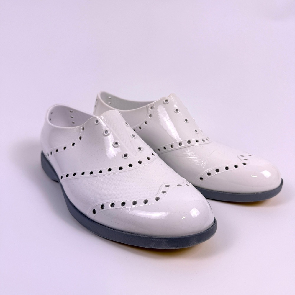 Biion Footwear Wingtip Golf Shoes Mens Size 11 White Rubber Spikeless Brogue EVA